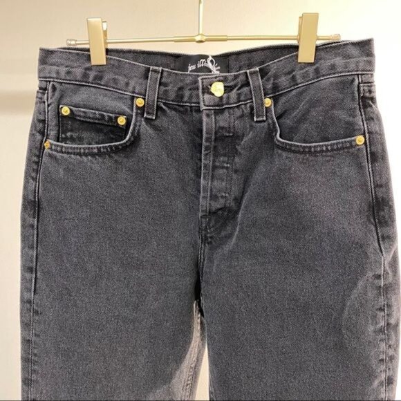 Jeu Illimité High Waisted Boyfriend Jeans Black/Charcoal Size 28 NWT Premium Den - Picture 3 of 6
